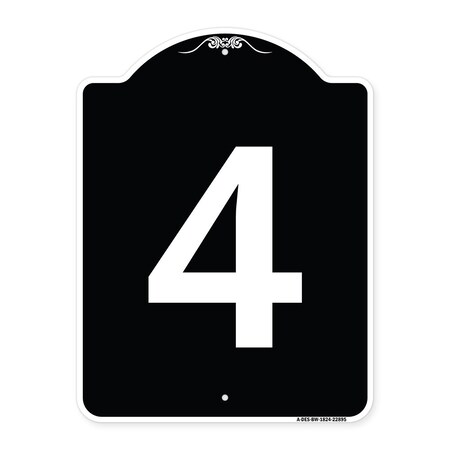 Signmission Sign with Number 4 Heavy-Gauge Aluminum Architectural Sign, 24" x 18", BW-1824-22895 A-DES-BW-1824-22895